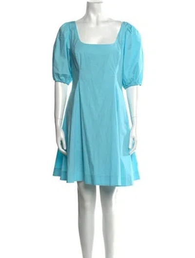 Pre-owned Staud Square Neckline Mini Dress W/ Tags In Blue