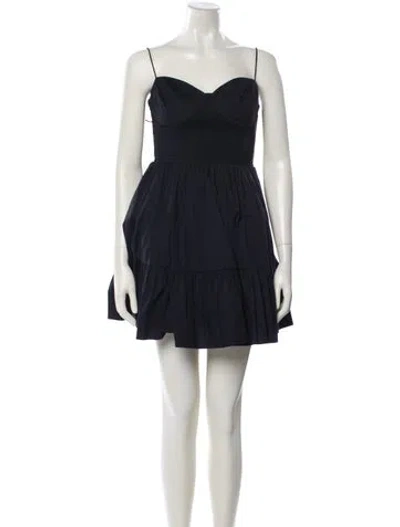 Pre-owned Staud Square Neckline Mini Dress W/ Tags In Blue