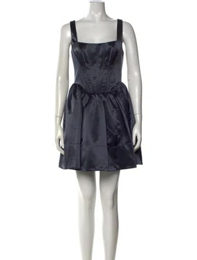Pre-owned Staud Square Neckline Mini Dress W/ Tags In Blue