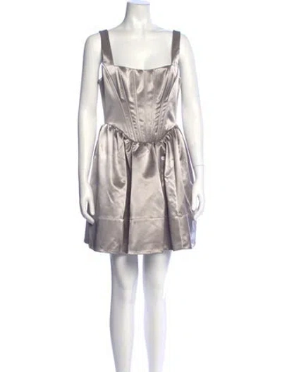 Pre-owned Staud Square Neckline Mini Dress W/ Tags In Gray