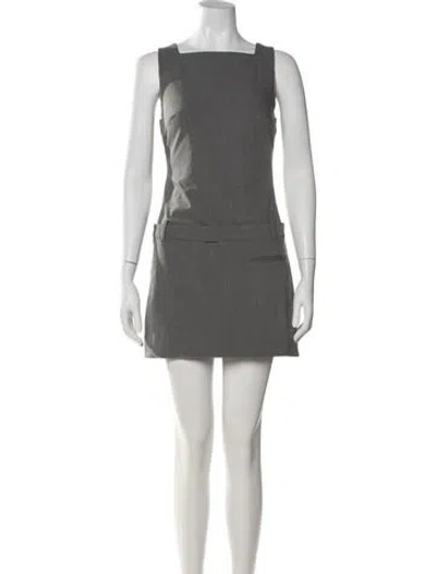 Pre-owned Staud Square Neckline Mini Dress W/ Tags In Gray