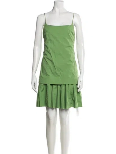 Pre-owned Staud Square Neckline Mini Dress W/ Tags In Green