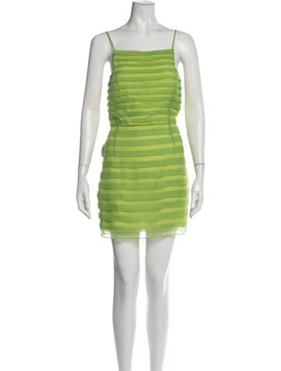 Pre-owned Staud Square Neckline Mini Dress W/ Tags In Green