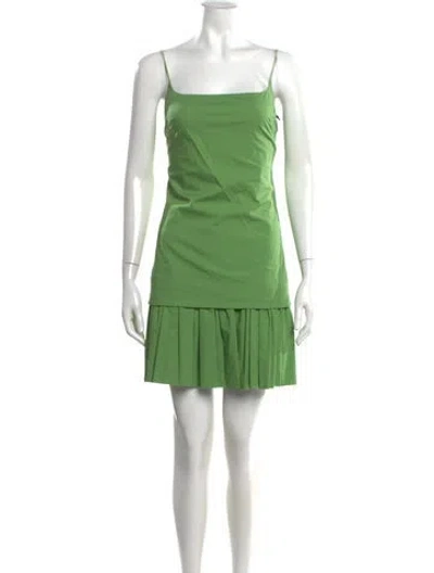 Pre-owned Staud Square Neckline Mini Dress W/ Tags In Green