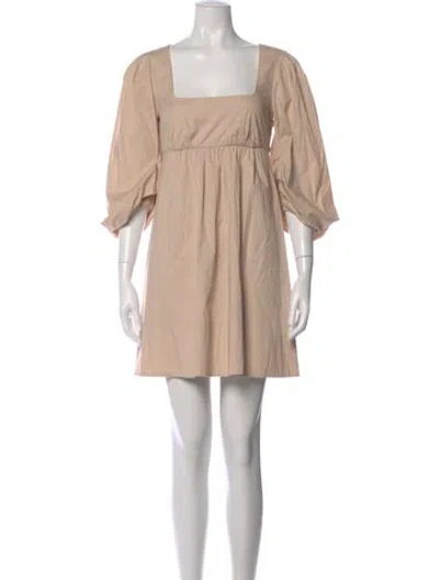 Pre-owned Staud Square Neckline Mini Dress W/ Tags In Neutral
