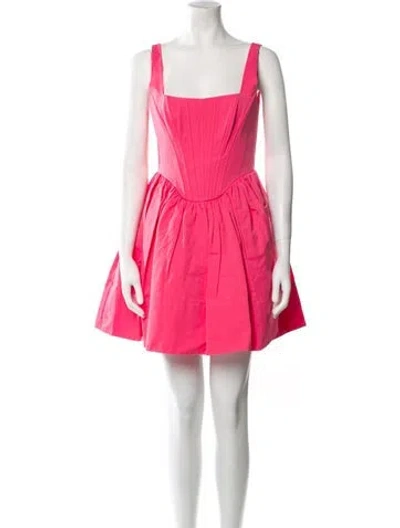 Pre-owned Staud Square Neckline Mini Dress W/ Tags In Pink