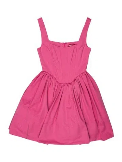 Pre-owned Staud Square Neckline Mini Dress W/ Tags In Pink