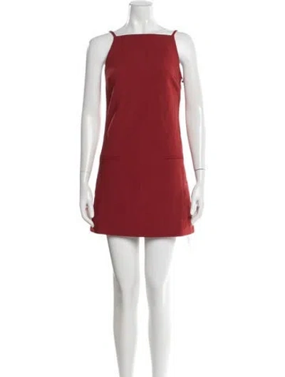 Pre-owned Staud Square Neckline Mini Dress W/ Tags In Red