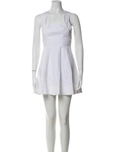 Pre-owned Staud Square Neckline Mini Dress W/ Tags In White