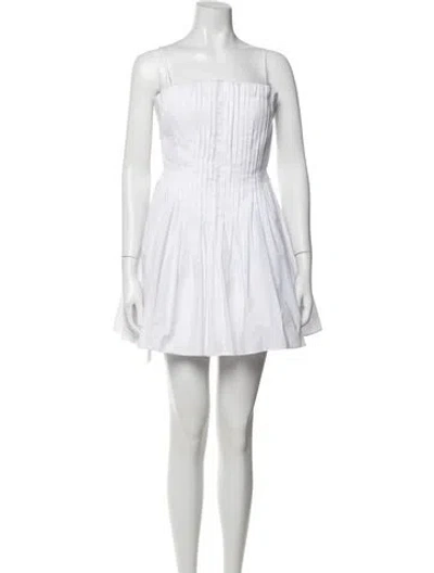 Pre-owned Staud Square Neckline Mini Dress W/ Tags In White