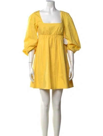 Pre-owned Staud Square Neckline Mini Dress W/ Tags In Yellow