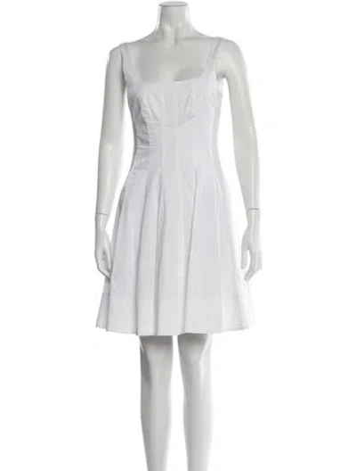Pre-owned Staud Square Neckline Mini Dress In White