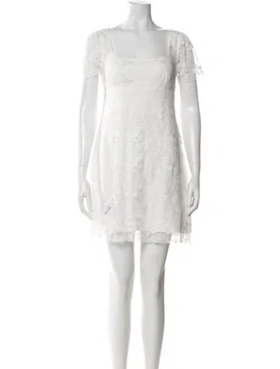 Pre-owned Staud Square Neckline Mini Dress In White