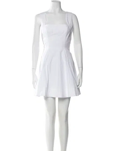 Pre-owned Staud Square Neckline Mini Dress In White