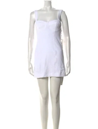 Pre-owned Staud Square Neckline Mini Dress In White