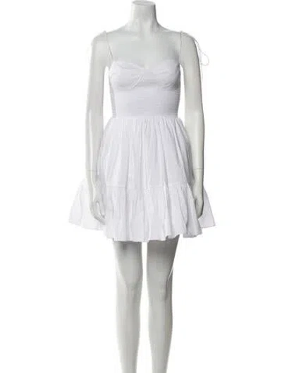 Pre-owned Staud Square Neckline Mini Dress In White