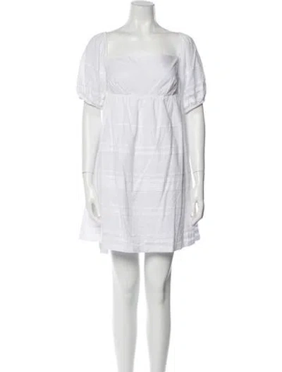 Pre-owned Staud Square Neckline Mini Dress In White