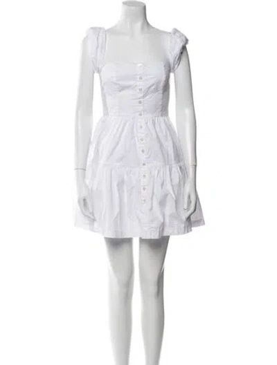 Pre-owned Staud Square Neckline Mini Dress In White