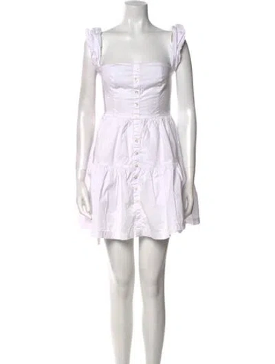 Pre-owned Staud Square Neckline Mini Dress In White