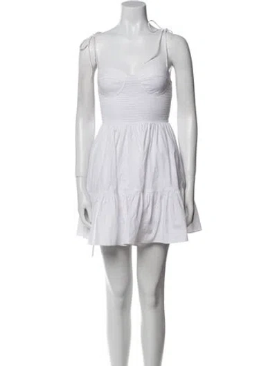 Pre-owned Staud Square Neckline Mini Dress In White