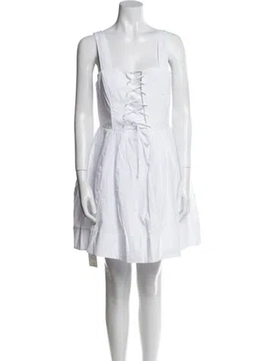 Pre-owned Staud Square Neckline Mini Dress In White