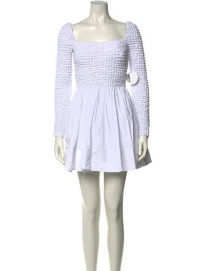 Pre-owned Staud Square Neckline Mini Dress In White