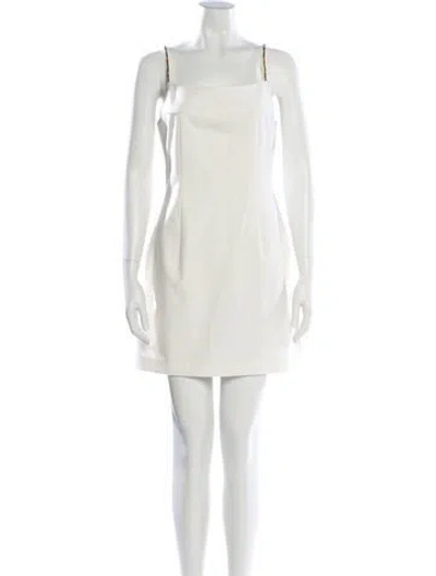 Pre-owned Staud Square Neckline Mini Dress In White