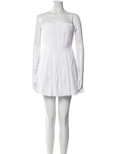 Pre-owned Staud Square Neckline Mini Dress In White
