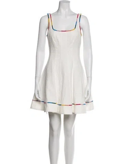 Pre-owned Staud Square Neckline Mini Dress In White