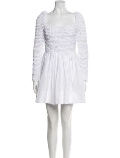 Pre-owned Staud Square Neckline Mini Dress In White