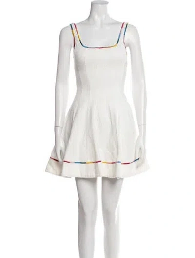 Pre-owned Staud Square Neckline Mini Dress In White