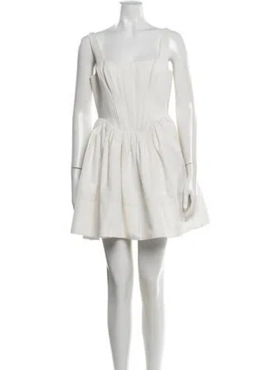 Pre-owned Staud Square Neckline Mini Dress In White
