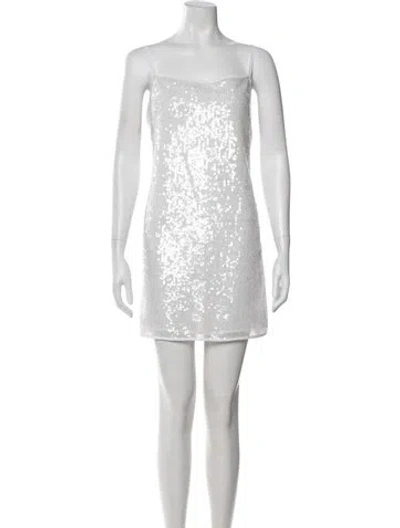 Pre-owned Staud Square Neckline Mini Dress In White