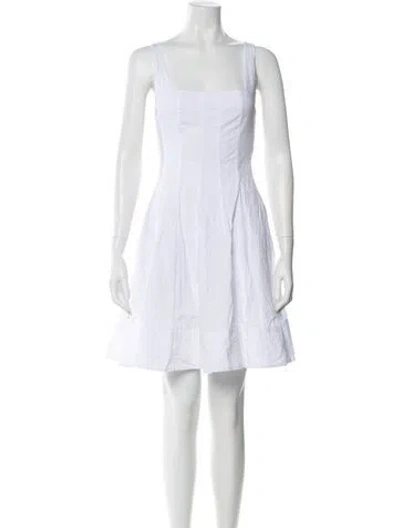 Pre-owned Staud Square Neckline Mini Dress In White