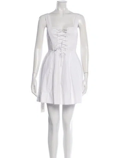 Pre-owned Staud Square Neckline Mini Dress In White
