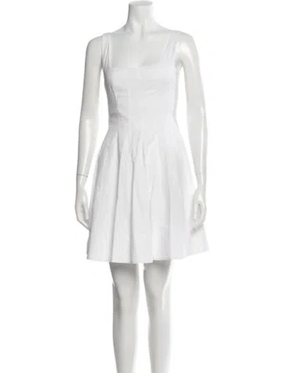 Pre-owned Staud Square Neckline Mini Dress In White