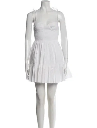Pre-owned Staud Square Neckline Mini Dress In White