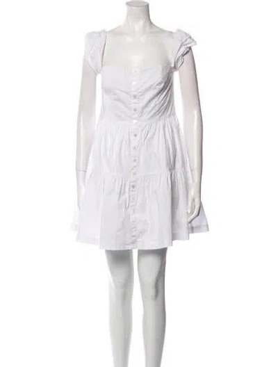 Pre-owned Staud Square Neckline Mini Dress In White