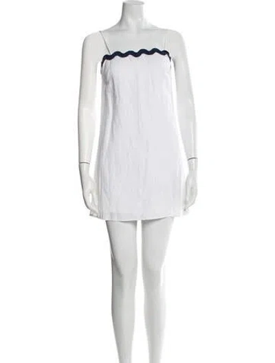 Pre-owned Staud Square Neckline Mini Dress In White