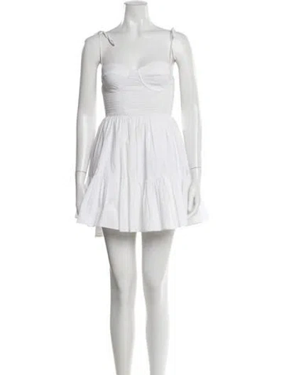 Pre-owned Staud Square Neckline Mini Dress In White