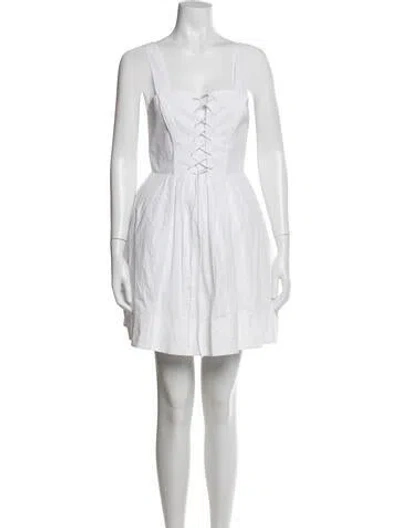 Pre-owned Staud Square Neckline Mini Dress In White