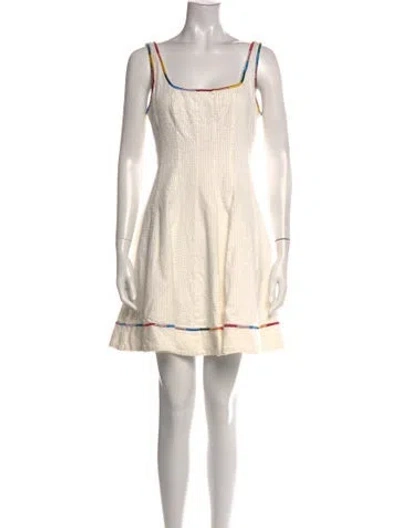 Pre-owned Staud Square Neckline Mini Dress In White