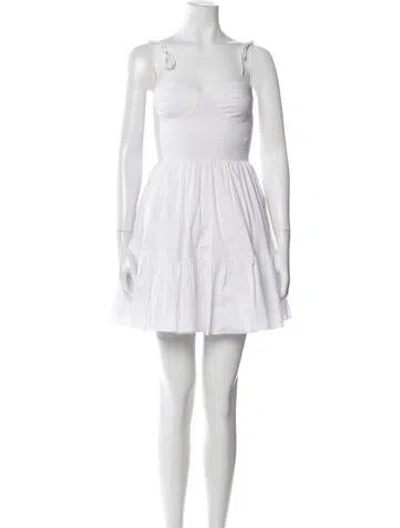 Pre-owned Staud Square Neckline Mini Dress In White