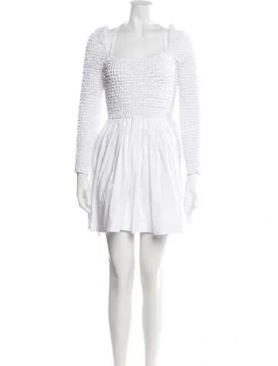 Pre-owned Staud Square Neckline Mini Dress In White