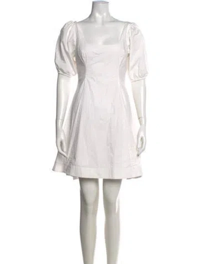 Pre-owned Staud Square Neckline Mini Dress In White