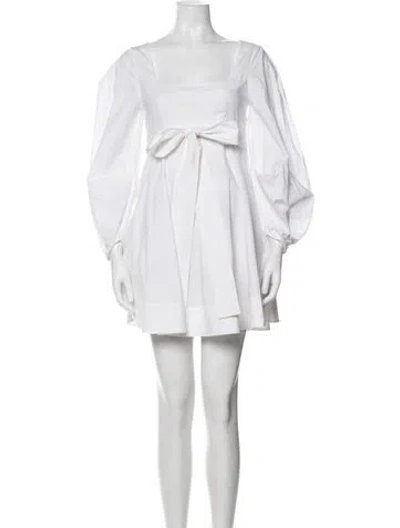Pre-owned Staud Square Neckline Mini Dress In White