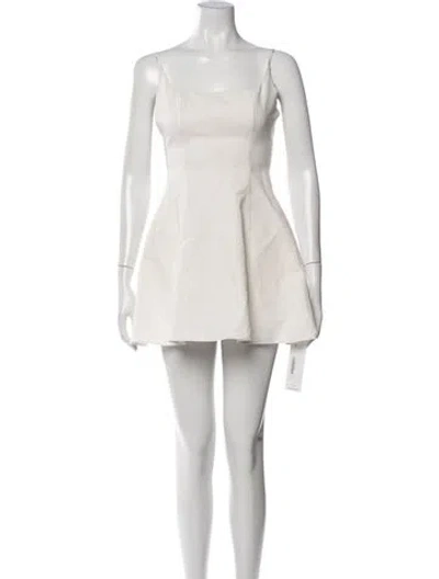 Pre-owned Staud Square Neckline Mini Dress In White