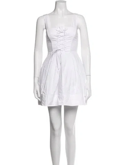 Pre-owned Staud Square Neckline Mini Dress In White