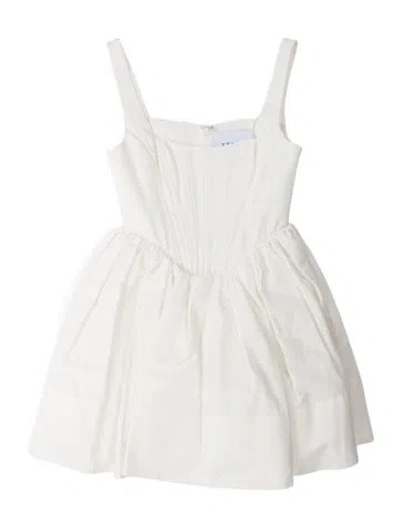 Pre-owned Staud Square Neckline Mini Dress In White