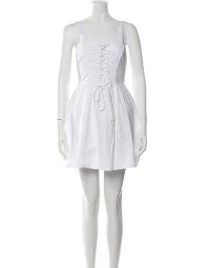 Pre-owned Staud Square Neckline Mini Dress In White